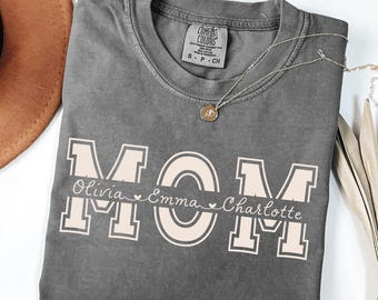 Comfort Colors® Custom Mom Shirt, Personalized Mama Gift, Mother's Day Gift, Kids Name Shirt, Custom Mom Tee
