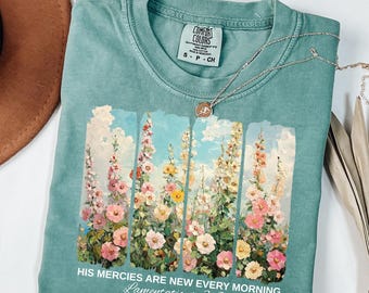 Comfort Colors Floral Bible Verse T-Shirt, Christian Women Gift