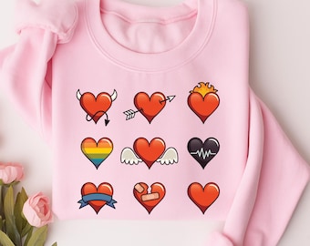 Valentine Heart Graphic Sweatshirt, Minimalist Love Icon Tee