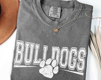 Vintage Bulldog Mascot Shirt, Comfort Colors Game Day Shirt, School Spirit Tee, Teacher Gameday Shirt, Football Tailgate Mama