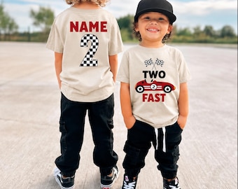 Personalized Two Fast Birthday Shirt, 2nd Birthday Boy Shirt, Race Car Birthday Shirt, Custom Name Age Toddler Shirt