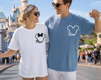 Comfort Colors Mickey Dad Minnie Mom Shirts, Disney Family Trip Shirts, Disneyland Matching Family Tees, Mama Dada Couple Shirts