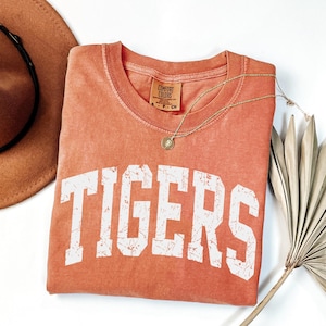 Vintage Tigers Shirt, Comfort Colors Tigers Game Day Shirt, College Spirit Tiger Mascot Shirt, Teacher Gameday Shirt.