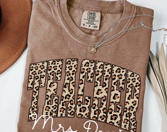 Comfort Colors Leopard Teacher Shirt, Teacher Shirt, Teacher Life Shirt, Teacher Tee, Teacher, School Shirt.