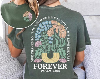 Comfort Colors Christian T-Shirt, Boho Floral Back Print, Vintage Jesus Apparel
