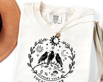 Comfort Colors Crow Shirt, Goblincore Lunar Tee