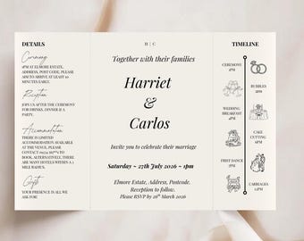 Gatefold Invitation Wedding Invitation Template Folded Wedding Invites Classy Wedding Invitation Folded Invitations Canva Template Wedding