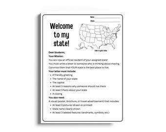 50 States Assessments & Projects | States and Capitals Worksheets | U.S. Geography Activities | State Research Project | Homeschool