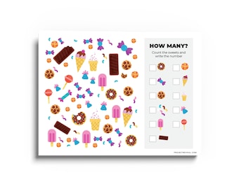 Candy Counting Worksheet for Preschool, Kindergarten & 1st Grade – Fun Math Printable PDF for Kids