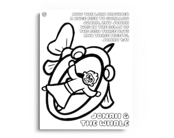 Jonah and the Whale Coloring Page: Bible Story Printable (PDF Download 8.5x11in