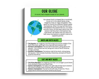 Earth Geography Mini Unit | Continents Oceans Hemispheres & Climate | Homeschool Geography