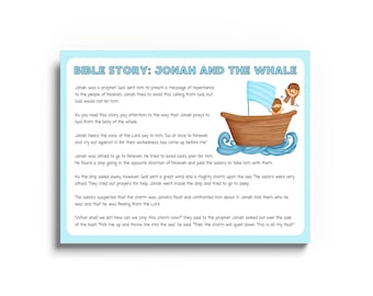 Jonah and the Whale Activity Pack: Bible Story, Games, Coloring (PDF Download