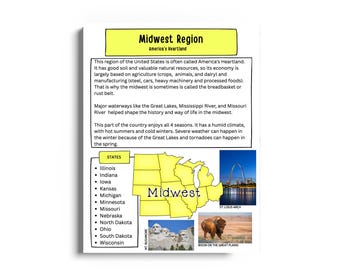 Midwest Region Geography Unit Study | Homeschool Social Studies Printable (PDF)