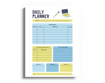 Student Homework Planner Printable: Daily Assignment Tracker PDF