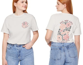 Faith in Bloom Christian Shirt – Bella + Canvas Soft Vintage White Tee, Bible Verse Floral Graphic, Christian Gift for Women