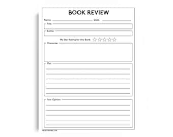 Printable Book Review Worksheet for Kids – One Page PDF for 2nd Grade, 3rd Grade, 4th Grade, 5th | Homeschool Reading Comprehension Activity