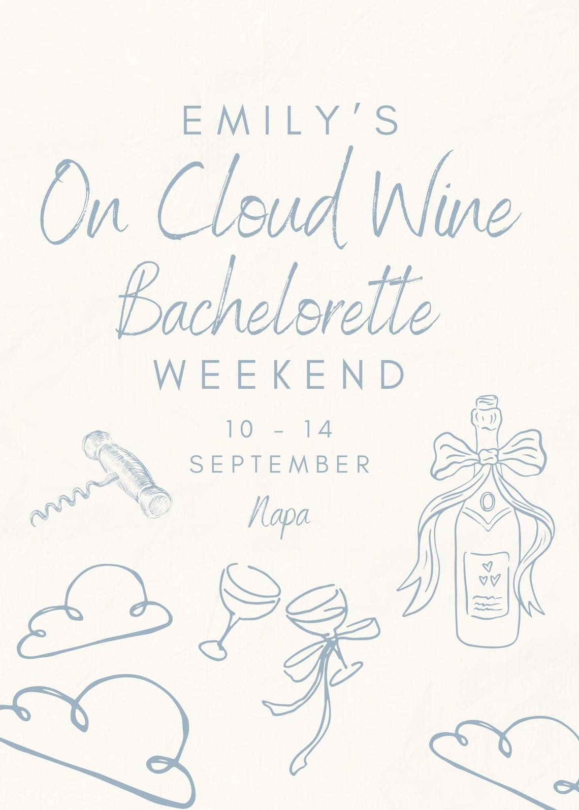 Editable Bachelorette Party Itinerary Template, on Cloud Wine Itinerary