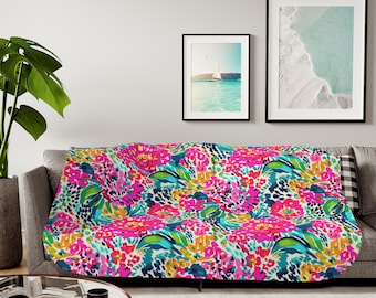 Vibrant Floral Sherpa Blanket