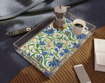 Elegant Floral Acrylic Serving Tray