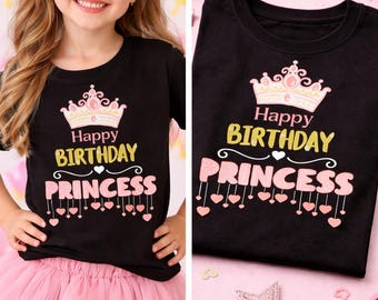 Happy Birthday Princess Toddler Tee | Pink Crown Birthday Shirt