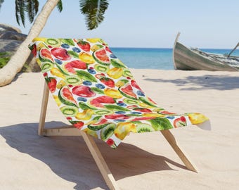Vibrant Fruit Print Beach Towel