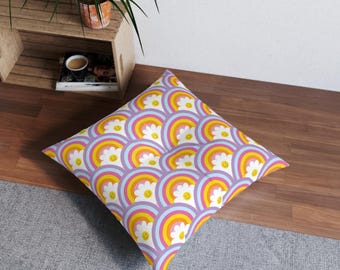 Colorful Rainbow Tufted Floor Pillow