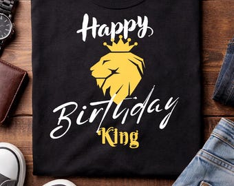 Crowned Lion Birthday Shirt | King Graphic Tee for Him