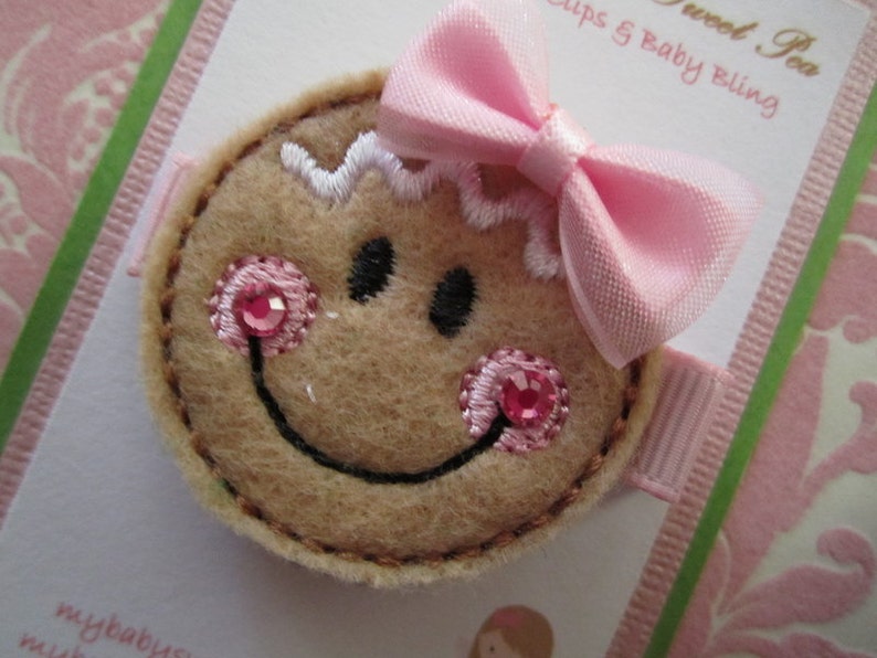 Girl hair clip  girl barrette  gingerbread girl hair clip  image 1