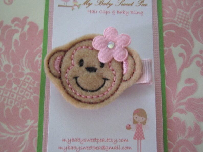 pink mod monkey hair clip image 1