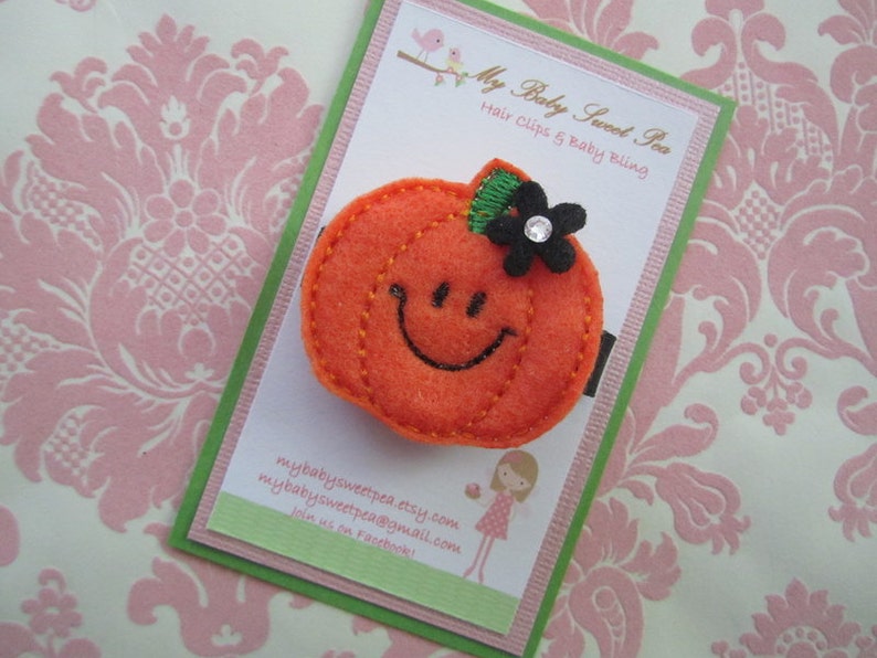 Girl hair clip Halloween hair clip pumpkin hair clip no slip hair clip image 1