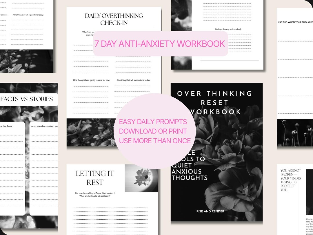 Overthinking Workbook | Printable & Digital Anxiety Journal | Guided ...