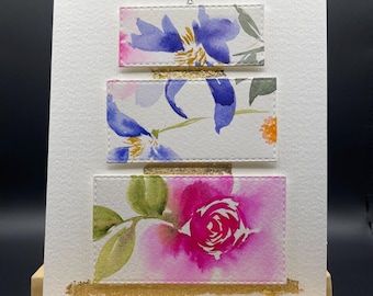 Original hand painted watercolor birthday card