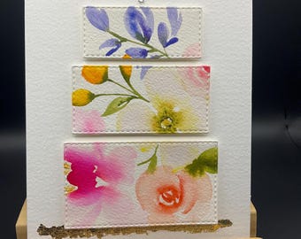 Original hand painted watercolor birthday card