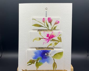 Original hand painted watercolor birthday card