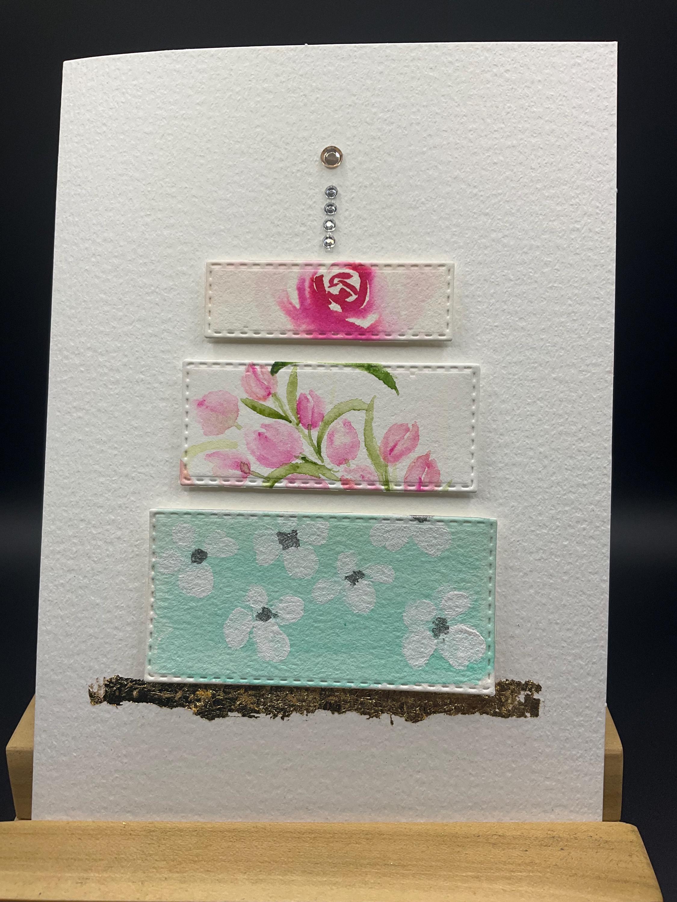 Original hand painted watercolor birthday card