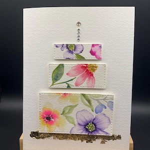 Cartão de aniversário em aquarela pintado à mão