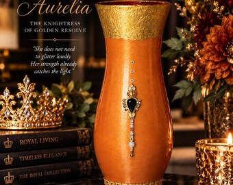 Handcrafted Copper Gold Glass Vase (8x4) | Jeweled Royal Scepter Glam I Onyx Autumn Decor I Only 1 Made!