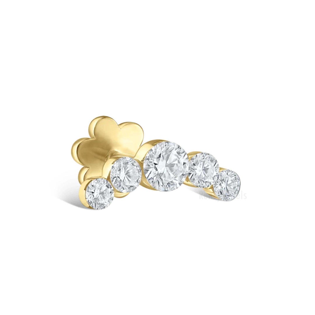 Invisible Set Five Diamond Open Curve Threaded Stud Earring Piper High ...