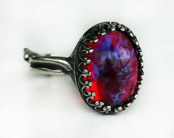 Dragon Breath Fire Opal Ring - Adjustable 5-10