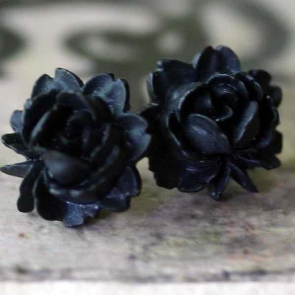 Black Rose Earrings - Gothic Lolita