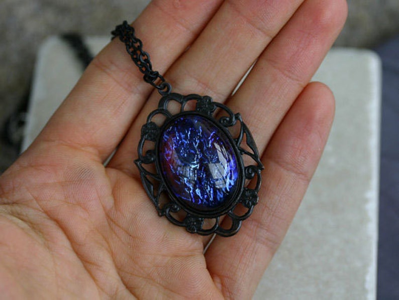 Dark Dragon Breath Opal Necklace - Etsy