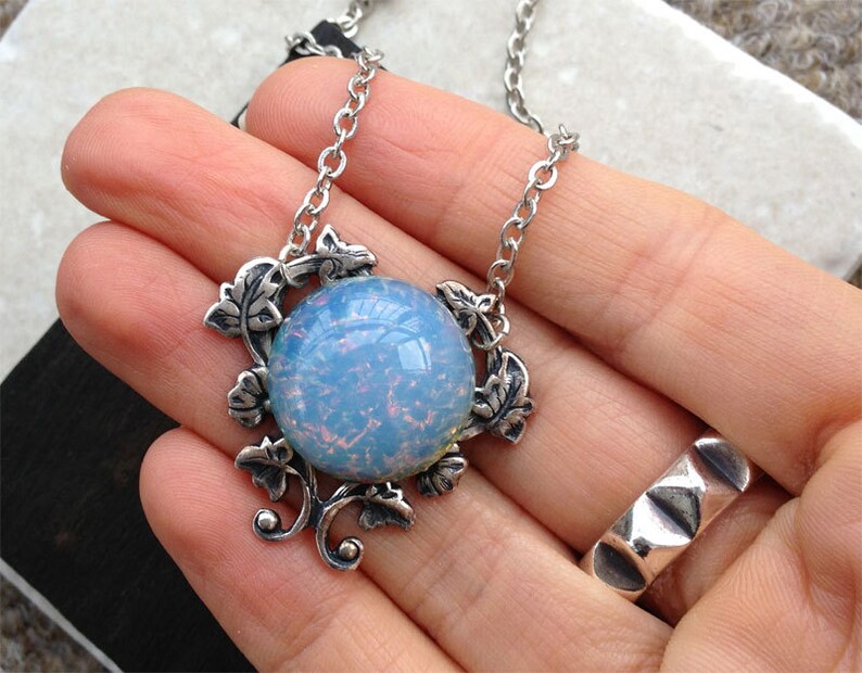 Turquoise Blue Fire Opal Necklace Etsy