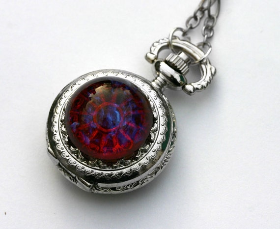 Dragon Breath Pocket Watch - Fire Opal