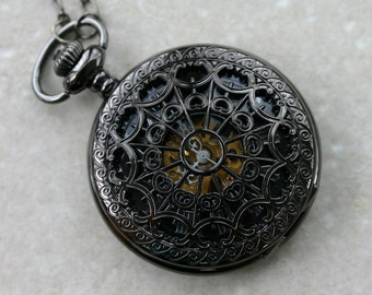 Wind Up Pocket Watch in Gunmetal