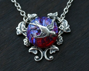 Dragons Breath Fire Opal Necklace with Silver Sparrow