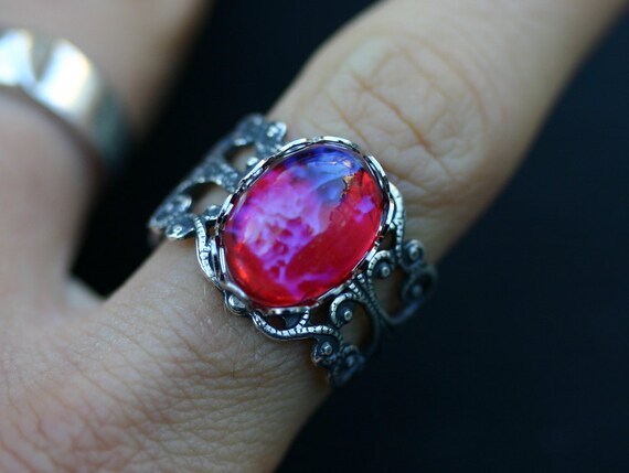 Fire Opal Ring Mexican Dragon Breath Adjustable Etsy Fire Opal Ring Mexican Dragon Breath Adjustable Etsy