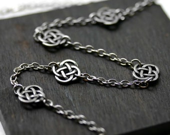 Celtic Knot Necklace in Antique Silver