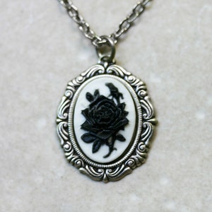 Cameo Necklace with Black Rose image 1