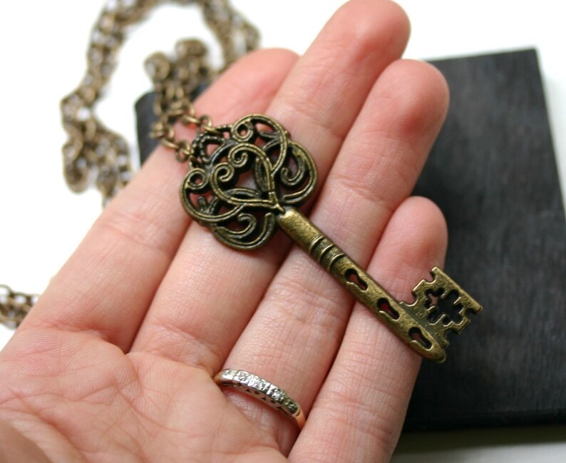 Skeleton Key Necklace in Antique Brass Etsy