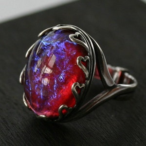 Fire Opal Dragon Breath Ring - Adjustable 5-10